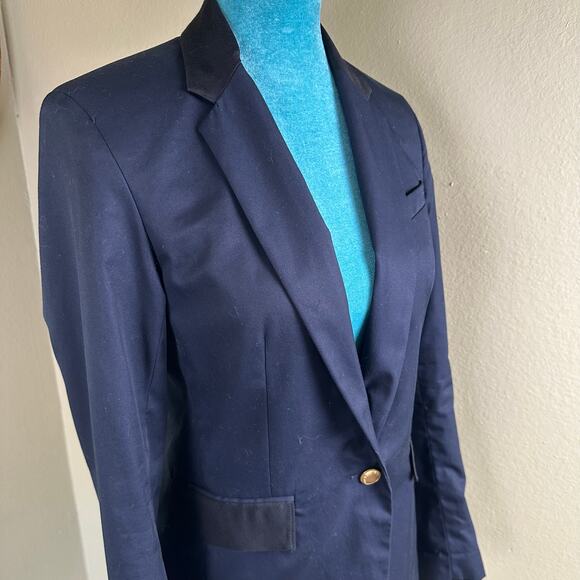 Rag & Bone Women 4 Blazer Blue with Black accents fitted brass buttons - Picture 3 of 10